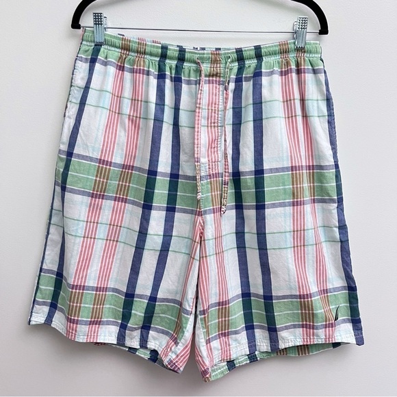 Nautica Men’s colorful plaid cotton drawstring shorts Size Large - Picture 1 of 9